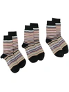 Paul Smith Intarsia-knit Striped Socks (three Pack) In Multicolour