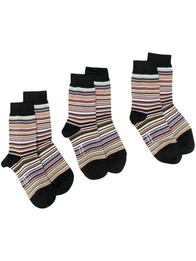 Paul Smith Intarsia-knit Striped Socks (three Pack) In Multicolor