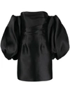 Solace London The Bella Puff-sleeve Minidress In Black