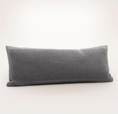 Boll & Branch Ribbed Knit Pillow Cover (lumbar) In Heathered Stone