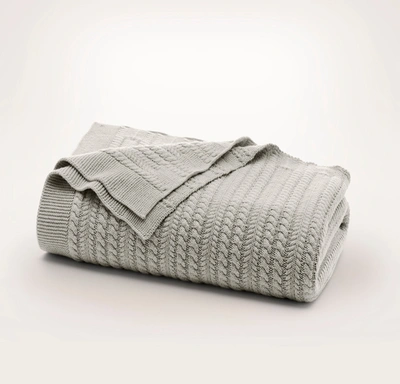 Boll & Branch Organic Branch Knit Throw Blanket In Heathered Pewter
