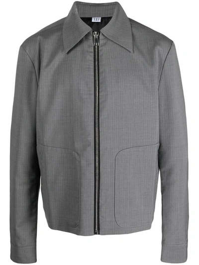Winnie Ny Zip-up Pointed-collar Jacket In R Gray