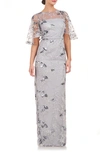 JS COLLECTIONS DAPHNE EMBROIDERED SEQUIN COLUMN GOWN