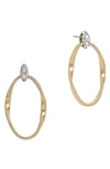 MARCO BICEGO MARRAKECH ONDE 18K YELLOW GOLD & DIAMOND LINK STUD EARRINGS