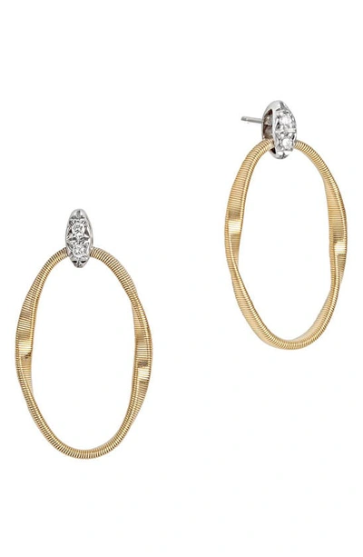 MARCO BICEGO MARRAKECH ONDE 18K YELLOW GOLD & DIAMOND LINK STUD EARRINGS