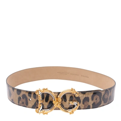 Dolce & Gabbana Leopard Print With Baroque Dg Logo In Brown