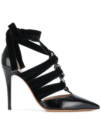 Valentino Garavani Leather & Velvet Rope Ankle-wrap Pumps In Black