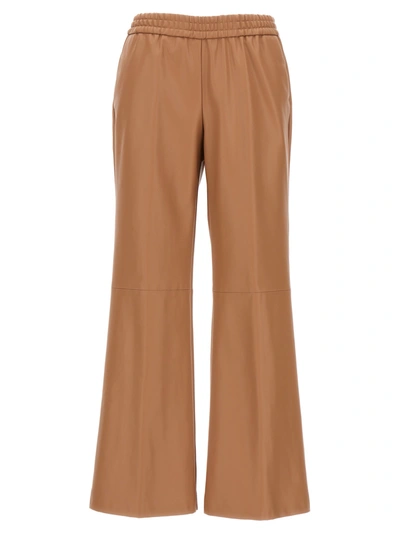 Nude Eco Leather Pants In Beige
