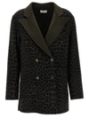 P.a.r.o.s.h Dark Green Animal Print Blazer In Green
