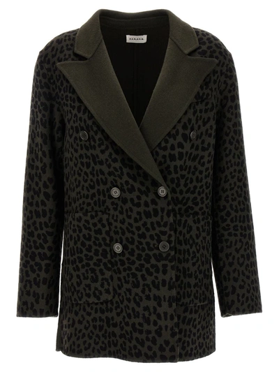 P.a.r.o.s.h Animal Print Double-breasted Blazer In Green