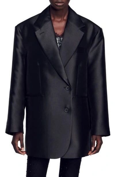Sandro Oversized Suit Jacket In Noir