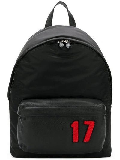 Givenchy 17 Patch Mix Media Backpack - Black In Black/ Red