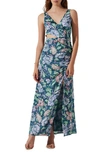 ASTR FLORAL RUCHED CUTOUT DRESS