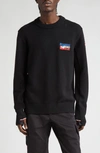 Moncler Stretch Wool Blend Crewneck Sweater In Black