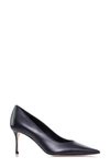 Marion Parke Women's Classic Pointed Toe Black Mid Heel Pumps In Black