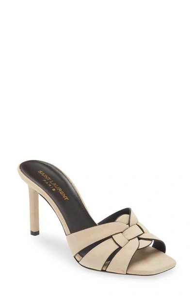 Saint Laurent Tribute 85 Leather Sandal In Beige