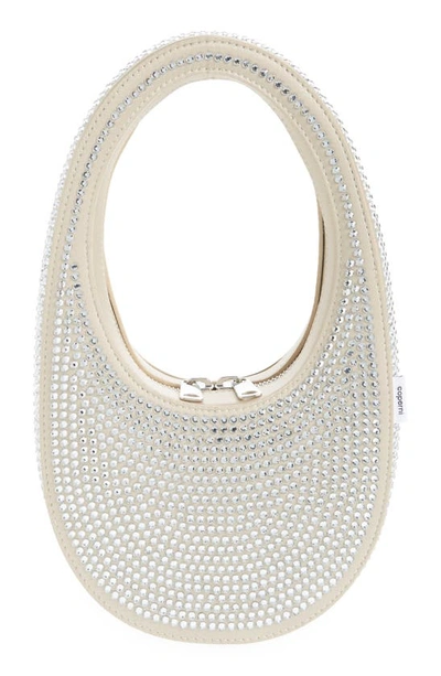 Coperni Mini Swipe Crystal Embellished Bag In Beige