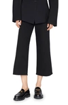 Frame Cotton Blend Jet Set Wide Leg Cropped Jeans In Sheen Noir In Sheen Noir