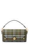 Burberry Note Small Check Crossbody Bag In Olive Green