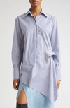 Jw Anderson Deconstructed Blue And White Shirt In Blue/ White