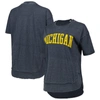 Pressbox Heathered Navy Michigan Wolverines Arch Poncho T-shirt In Heather Navy