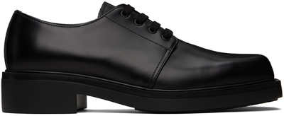 Prada Brushed Leather Derby Shoes In Black