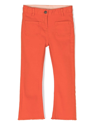 Stella Mccartney Kids' Logo-patch Straight-leg Jeans In Orange