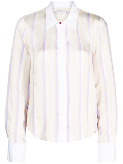 Forte Forte Striped Long-sleeve Shirt In Neutrals