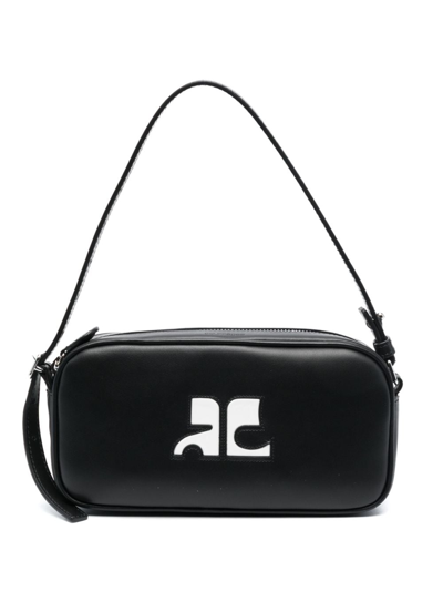 Courrèges Camera Leather Shoulder Bag In Black