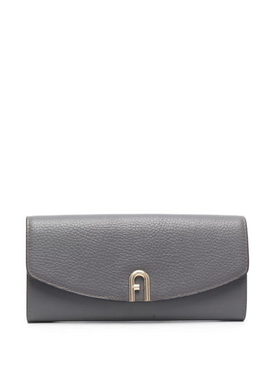 Furla Xl Primula Leather Wallet In Grey