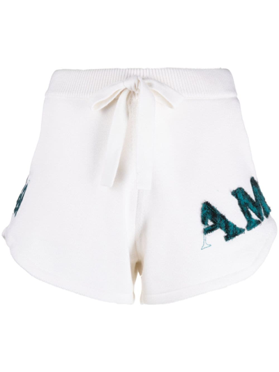 AMIRI LOGO-EMBROIDERED COTTON-BLEND TRACK SHORTS