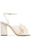Loeffler Randall Camellia Pleated-bow 90mm Sandals In Pearl