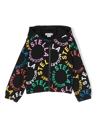 Stella Mccartney Kids' Logo Print Hoodie In Black