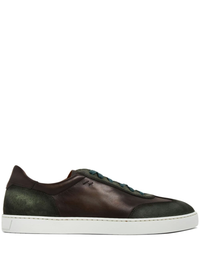 Magnanni Lace-up Leather Trainers In Green