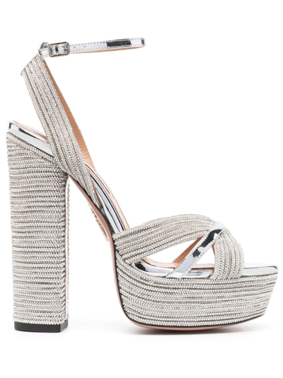 Aquazzura Ari 150mm Platform Sandals In Silver