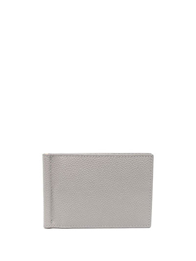 Thom Browne Money Clip Leather Wallet In Grey