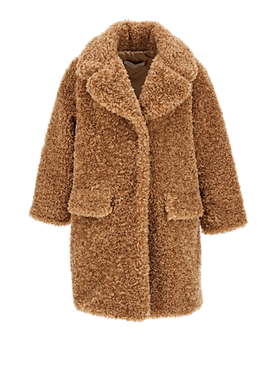 Monnalisa Plush Coat In Beige