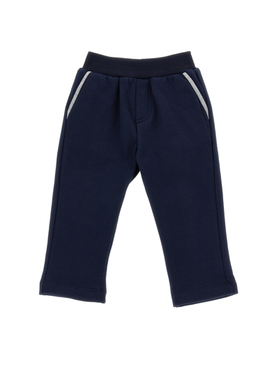 Monnalisa Kids'   Fleece Trousers With Contrasting Welt In Dark Blue