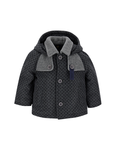 Monnalisa Polka Dot Flannel Jacket In Grey