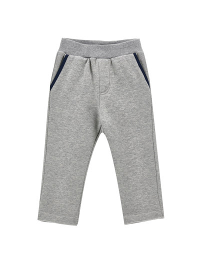 Monnalisa Kids'   Fleece Trousers With Contrasting Welt In Grey
