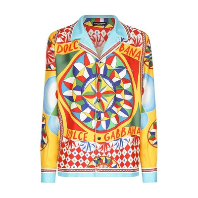 Dolce & Gabbana Carretto-print Silk Twill Shirt In Multicolor