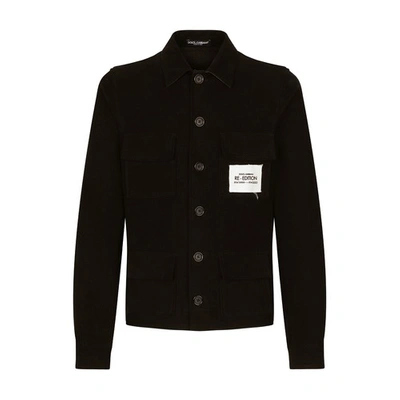 Dolce & Gabbana Multi-pocket Stretch Corduroy Sports Shirt In Black