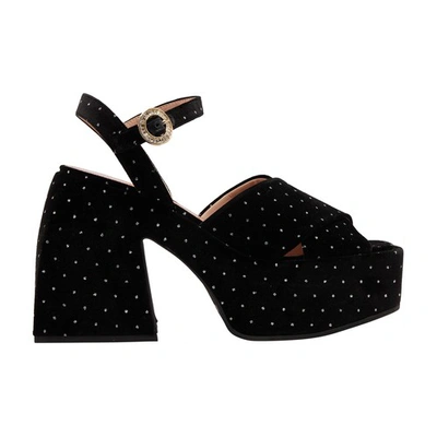 Nodaleto Bulla Joni Crystal-embellished Velvet Platform Sandals In Black