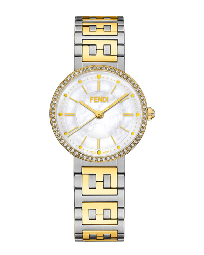 Fendi Women's 29mm Stainless Steel, Mother Of Pearl & Diamond Bracelet Watch In Sapphire