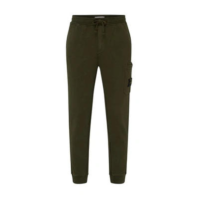 Stone Island Logo Patch Drawstring Track Trousers In Olive