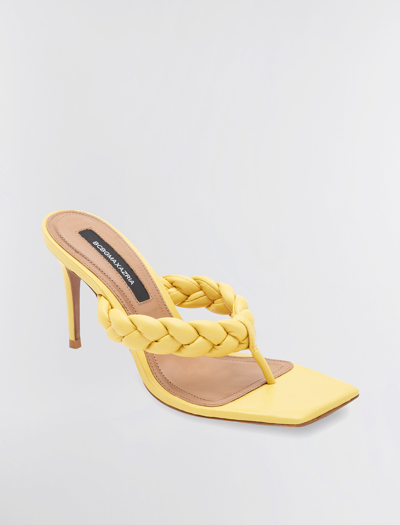 Bcbgmaxazria Bella Tuscany Yellow Leather Braided Sandal Heel