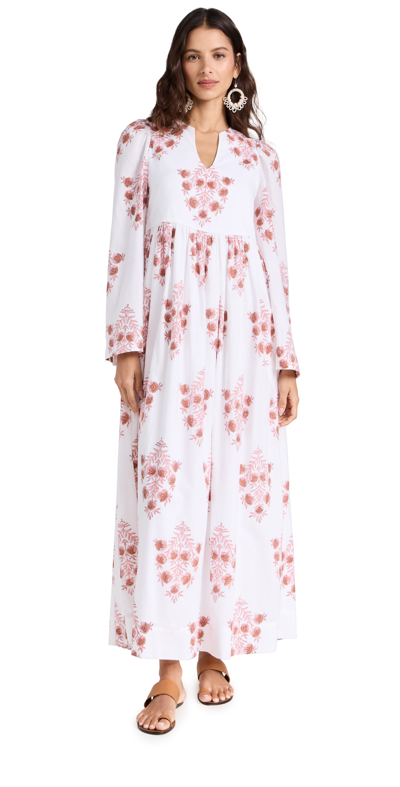 Alix Of Bohemia Savannah Pink Dahlia Midi Dress In White