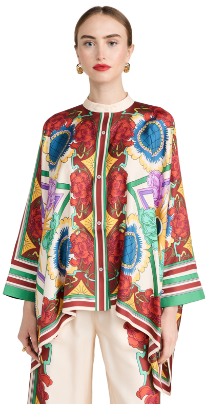 La Doublej La Double J Foulard Printed Silk Shirt In Foulard Liberty Piazzato