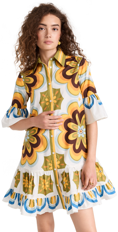 La Doublej Choux Geometric-print Dress In Ciccio Placee Dark Musta