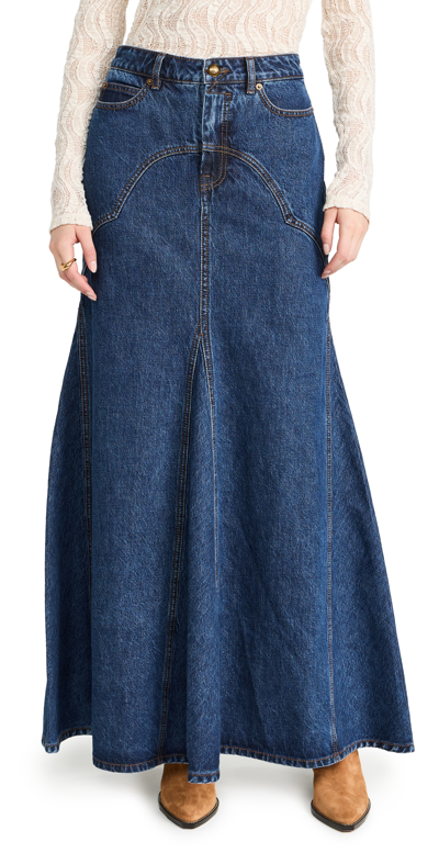 Zimmermann Luminosity Denim Maxi Skirt In Blue